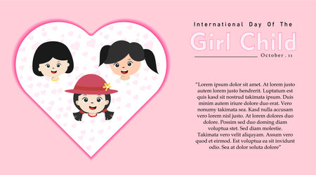 International Day of the Girl Child. October 11. Template for background, banner, poster with text inscription.のイラスト素材
