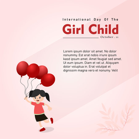 International Day of the Girl Child. October 11. Template for background, banner, poster with text inscription.のイラスト素材