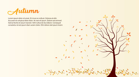 Vector background with red, orange, brown and yellow falling autumn leavesのイラスト素材