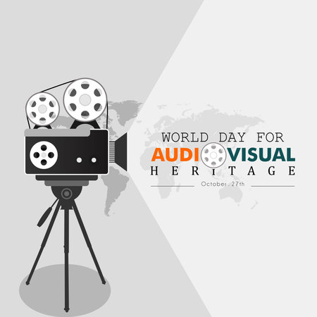 Greeting card on the theme of World Audiovisual heritage day observed each year on October 27 across the globeのイラスト素材