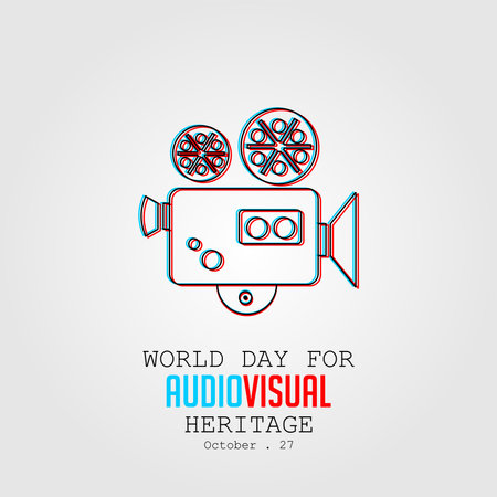 Greeting card on the theme of World Audiovisual heritage day observed each year on October 27 across the globeのイラスト素材