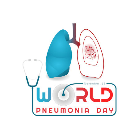 World Pneumonia Day 12 November, minimalist poster design with a picture of the lungsのイラスト素材
