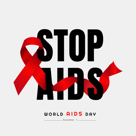 World AIDS Day, Illustration Of World Aids Day With Aids Awareness Ribbon. December 1st, STOP AIDSのイラスト素材