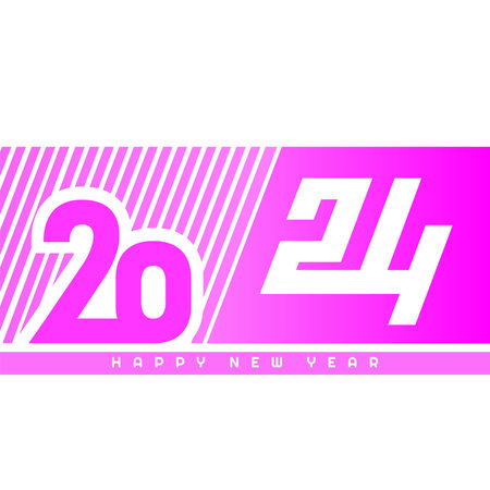 Happy New Year Celebration 2024 with typography lettering. Vector illustration, text and numberのイラスト素材