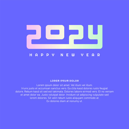 Happy New Year Celebration 2024 with typography lettering. Vector illustration, text and numberのイラスト素材
