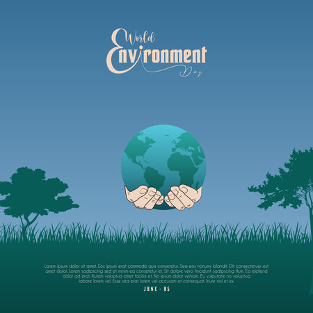 World Environment day. Happy Environment day, 05 June. simple banner design with blue color backgroundのイラスト素材