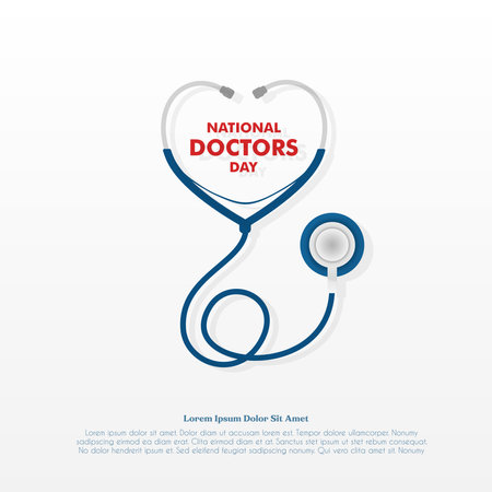 Doctors day greeting card design with stethoscope, flat designのイラスト素材