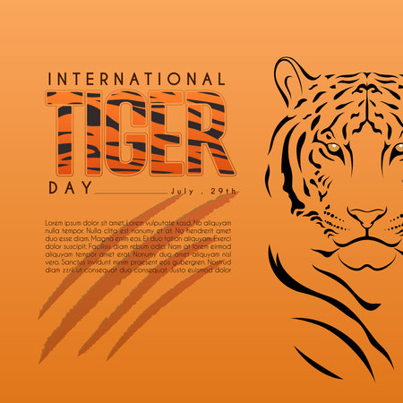 illustration of a Background for International tiger day. July 29th, great for greeting card, poster and bannerのイラスト素材