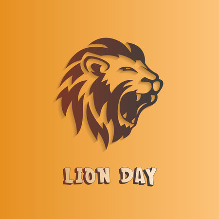 illustration of a Background for World Lion Day. August 10th, great for greeting cardのイラスト素材