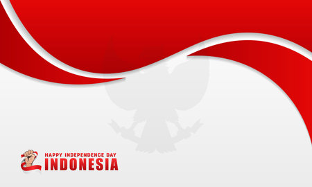 Happy Independence Day Republic Of Indonesia, 17 august. greeting card with red and white designのイラスト素材