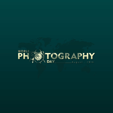 World photography day, August 19th, typography design with cameraのイラスト素材