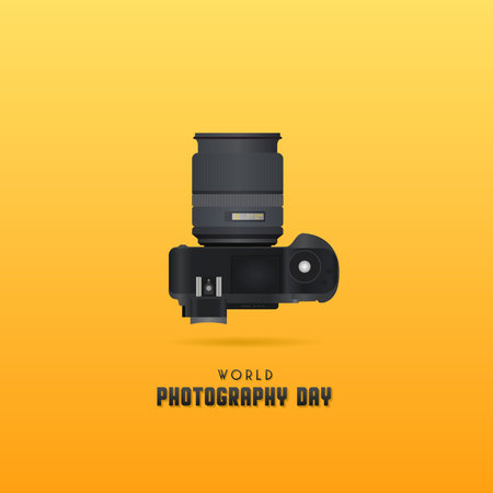 World photography day, August 19th, typography design with camera