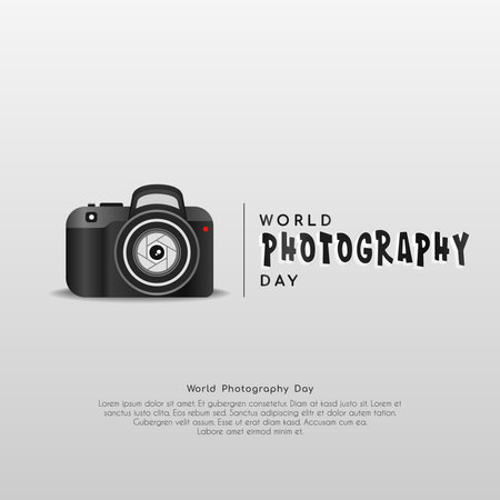 World photography day, August 19th, typography design with cameraのイラスト素材