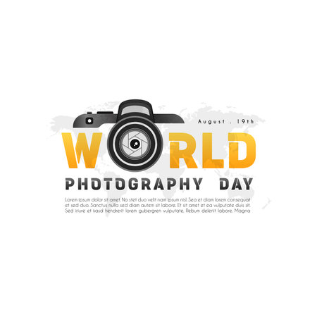 World photography day, August 19th, typography design with cameraのイラスト素材