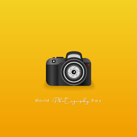 World photography day, August 19th, typography design with cameraのイラスト素材
