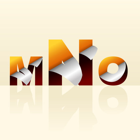 letters M N and O with chipped Design Typographyのイラスト素材