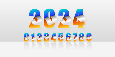 Numbers with chipped Design Typographyのイラスト素材