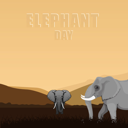 World elephant day. celebrated every year on August 12. Suitable for banner, poster, greeting card estのイラスト素材