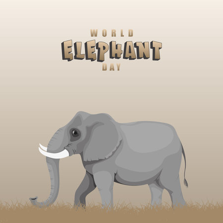 World elephant day. celebrated every year on August 12. Suitable for banner, poster, greeting card estのイラスト素材