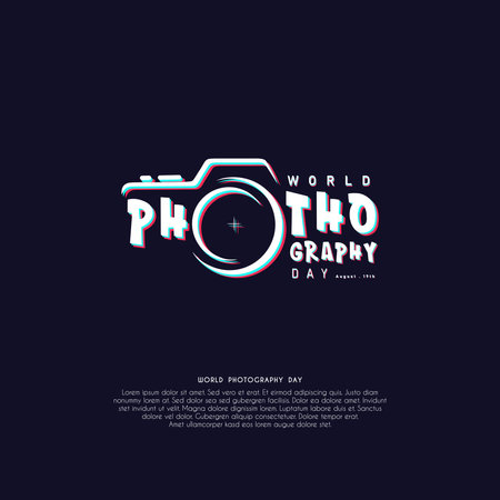 World photography day, August 19th, typography design with cameraのイラスト素材