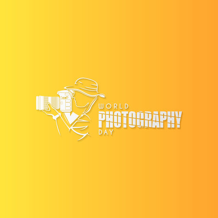 World photography day, August 19th, typography design with cameraのイラスト素材