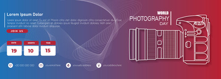 World photography day, August 19th, typography design with cameraのイラスト素材