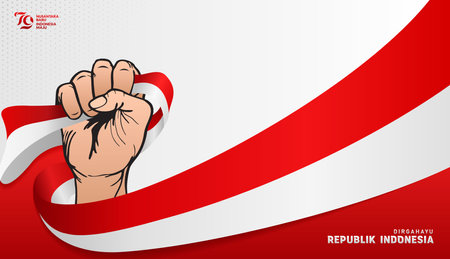 Happy Independence Day Republic Of Indonesia, 17 august. greeting card with red and white designのイラスト素材