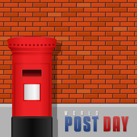 World Post Day. postbox design with brick wall in the backgroundのイラスト素材