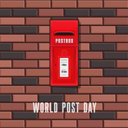World Post Day. postbox design in the brick wall, suitable for social media post, banner etcのイラスト素材