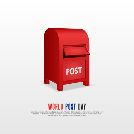 World Post Day. Illustration of a red post box on a white backgroundのイラスト素材
