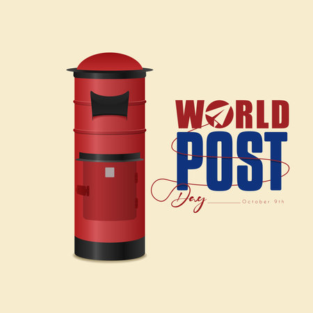 World Post Day. Post box vector illustration. Suitable for greeting cards, social media etcのイラスト素材