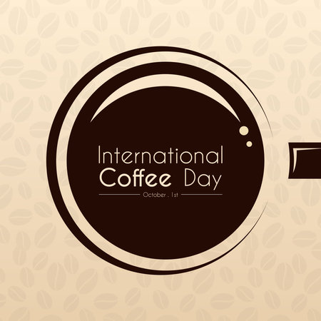 International Coffee Day. illustration of a coffee cup on a brown backgroundのイラスト素材