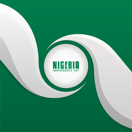 Nigeria Independence Day, green background design with a circle in the middle and waves around itのイラスト素材