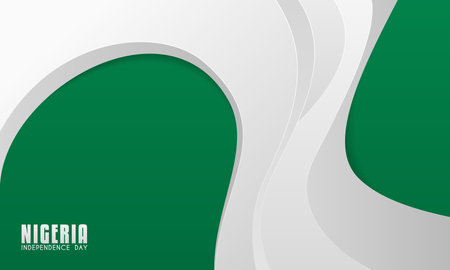 white wave arches on a green background, perfect for Nigerian Independence Day postersのイラスト素材