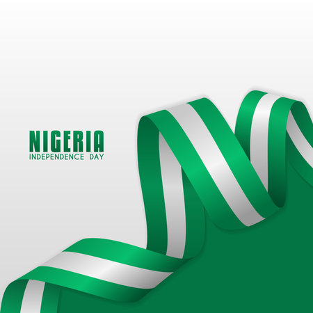 Waving flag with Nigerian flag color. suitable for Nigerian independence Day backgroundのイラスト素材