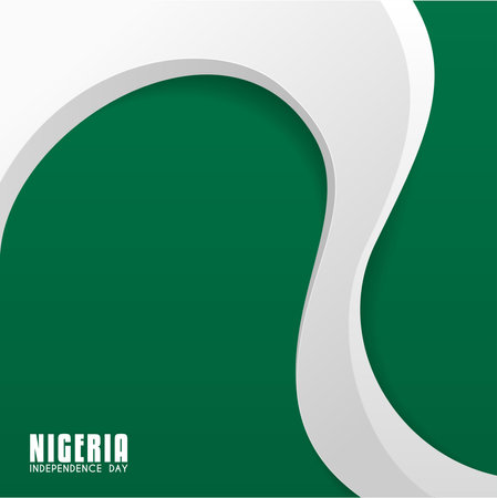 Nigeria Independence Day, with Wavy 3d white shape design in green backgroundのイラスト素材