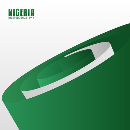 Rolled up flag background. simple design for Nigeria Independence Dayのイラスト素材