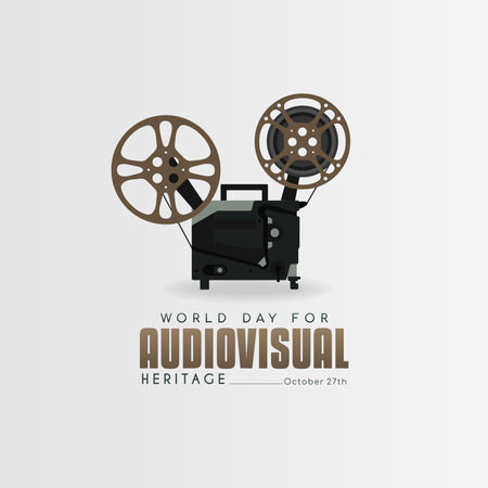 World Audiovisual Heritage Day, Poster with vintage video cameraのイラスト素材