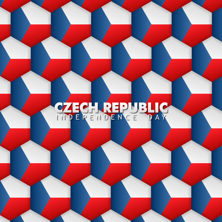 Czech Republic independence day, Czech Republic flag design pattern background with 3D styleのイラスト素材