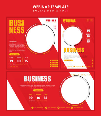 Social Media Template with modern style red and white background, suitable for webinar invitation, Banner Ads, poster etcのイラスト素材