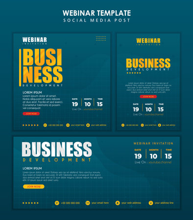 Social Media Template with square grid pattern on blue background, suitable for webinar invitations, poster etcのイラスト素材