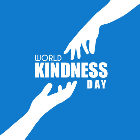 World Kindness Day. with a helping hand design on a blue background, suitable for poster banner etcのイラスト素材