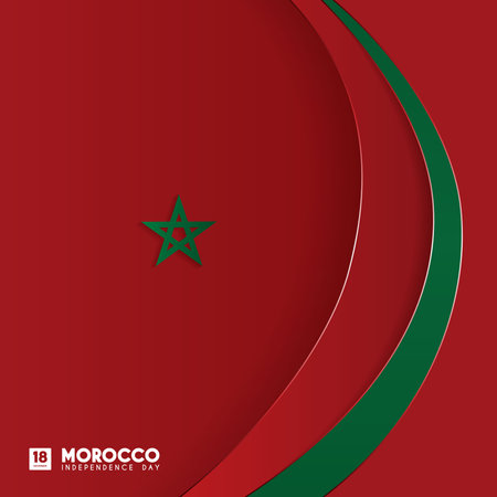 Background design with green red frame on the side. suitable for Morocco Independence Dayのイラスト素材