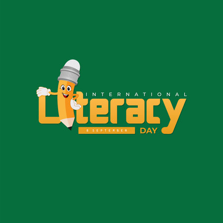 International Literacy Day. Education concept with pencil vector illustrationのイラスト素材