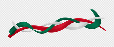 Waving green white red 3d shape in passing each other, mexican independence dayのイラスト素材