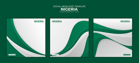 Set of carousel post design in green white background with waving bold linesのイラスト素材