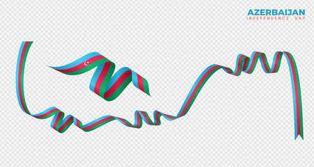 Azerbaijani flag ribbon with waves, suitable for Azerbaijan Independence Day postsのイラスト素材