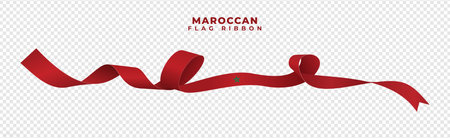 The wavy Moroccan flag with transparent background. Suitable for Moroccan Independence Dayのイラスト素材