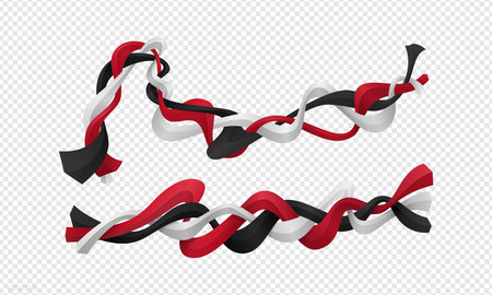 Design elements for Yemen's Remembrance Day on November 30 with red, white, and black striped 3D objectsのイラスト素材
