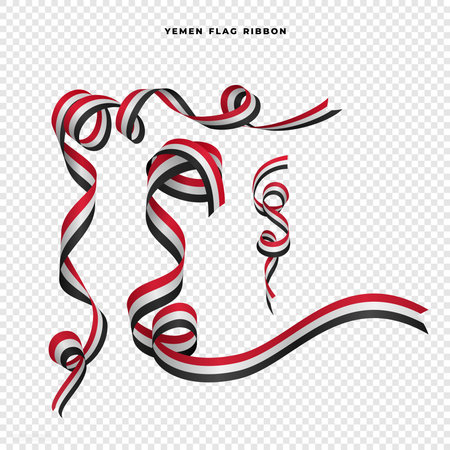 Wavy Yemeni flag ribbon, an element suitable for Independence Day postsのイラスト素材